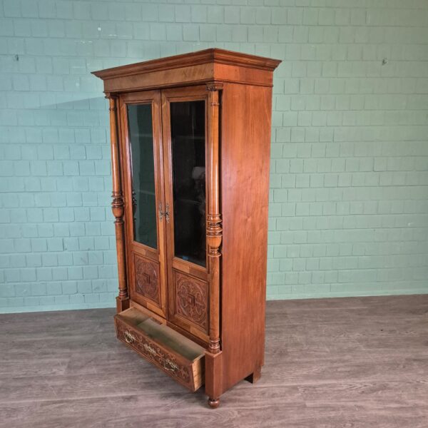 Bücherschrank Vitrine Gründerzeit 1880 Nussbaum – Bild 12