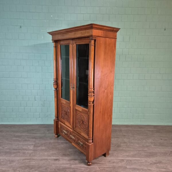 Bücherschrank Vitrine Gründerzeit 1880 Nussbaum – Bild 4