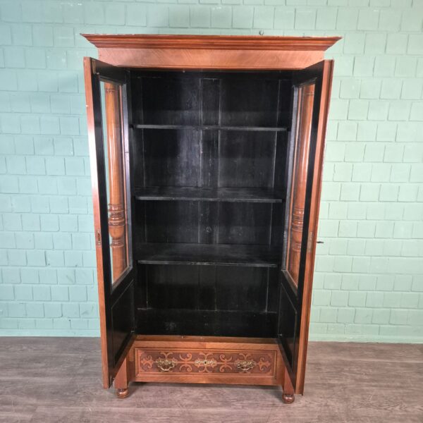Bücherschrank Vitrine Gründerzeit 1880 Nussbaum – Bild 11