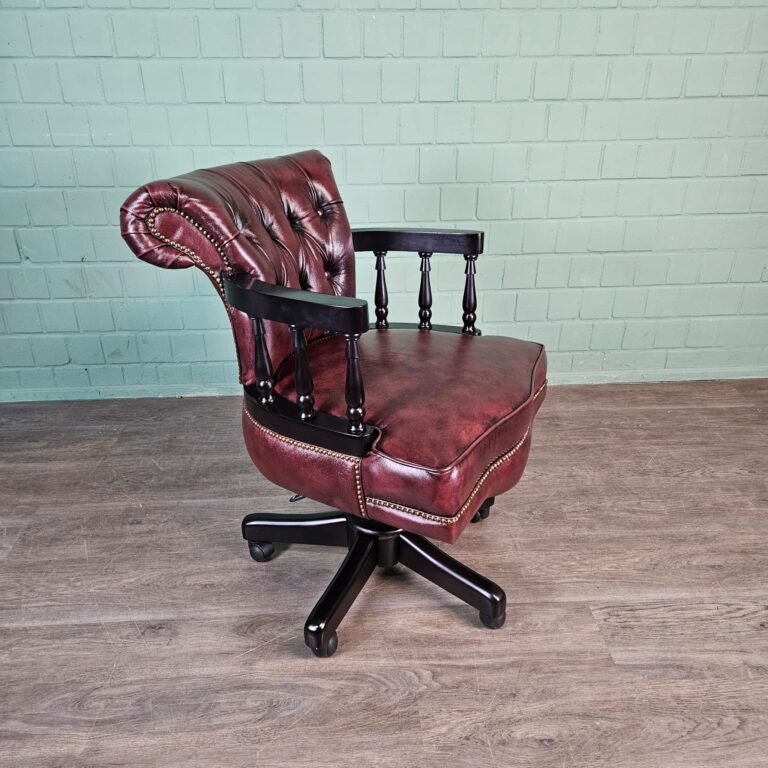 Schreibtischstuhl Bürostuhl Chesterfield Leder – Bild 6