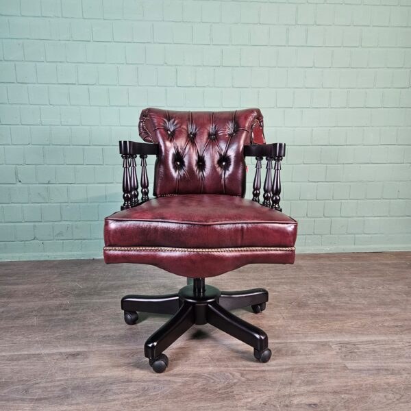 Schreibtischstuhl Bürostuhl Chesterfield Leder – Bild 3