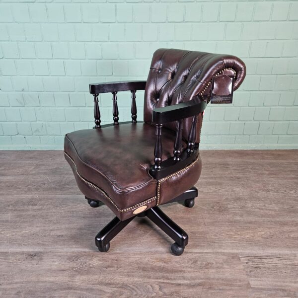Schreibtischstuhl Bürostuhl Chesterfield Leder – Bild 6