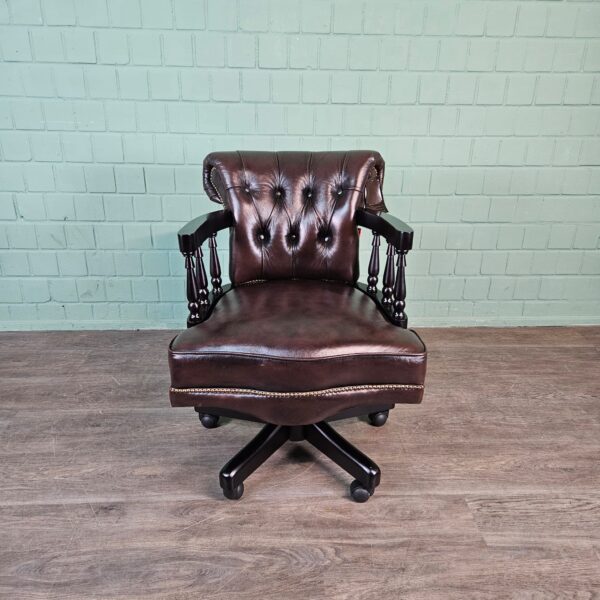Schreibtischstuhl Bürostuhl Chesterfield Leder – Bild 3
