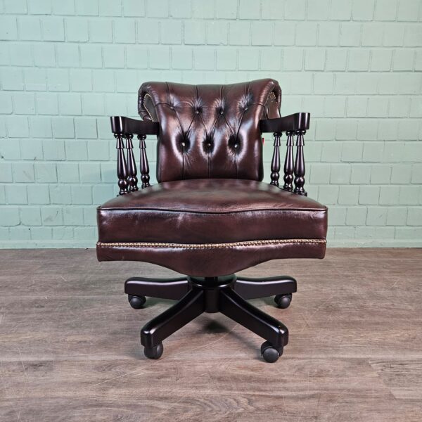 Schreibtischstuhl Bürostuhl Chesterfield Leder – Bild 4