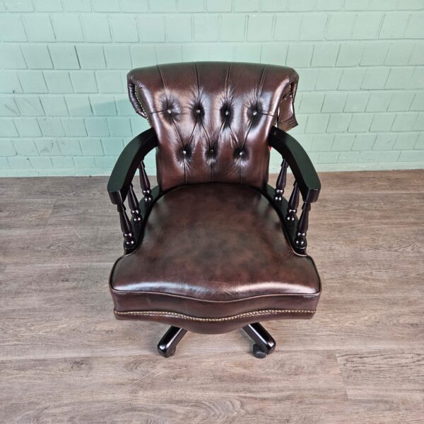 Schreibtischstuhl Bürostuhl Chesterfield Leder – Bild 5