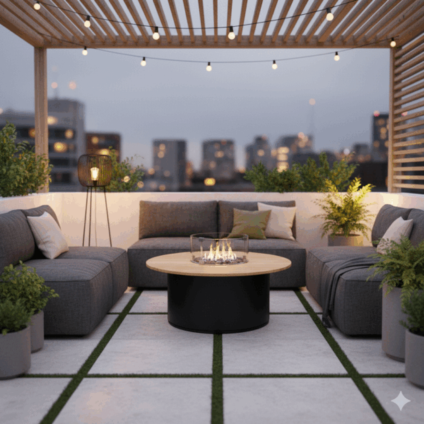 Cosi Fire-Lounge-Tisch Teakholz Ø 1,20 m – Bild 2