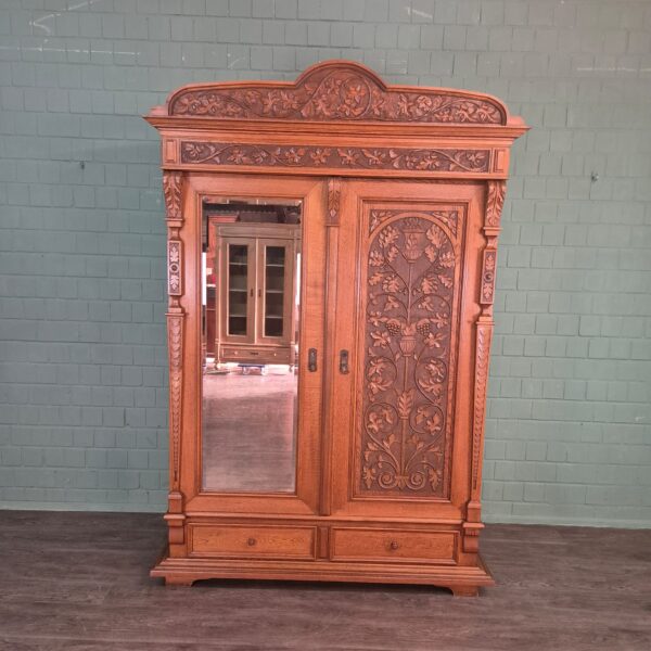 Schrank Kleiderschrank Jugendstil 1910 Eiche – Bild 4