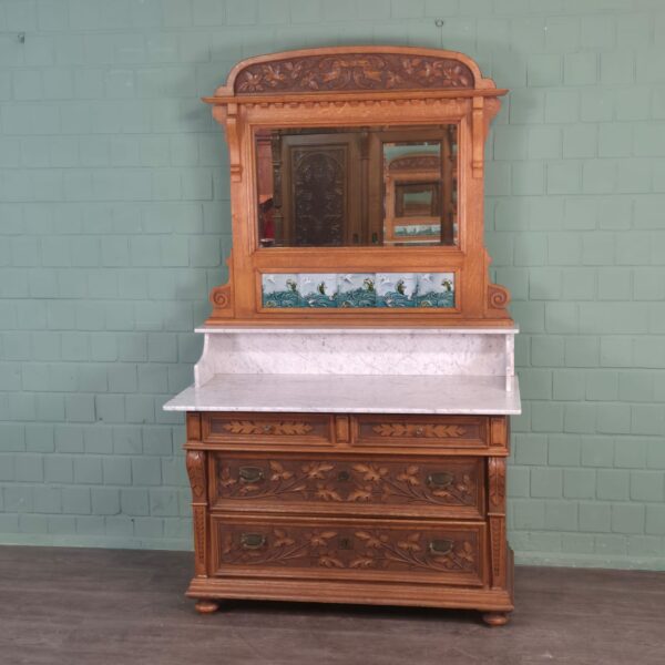 Waschkommode Waschtisch Jugendstil 1910 Eiche – Bild 4