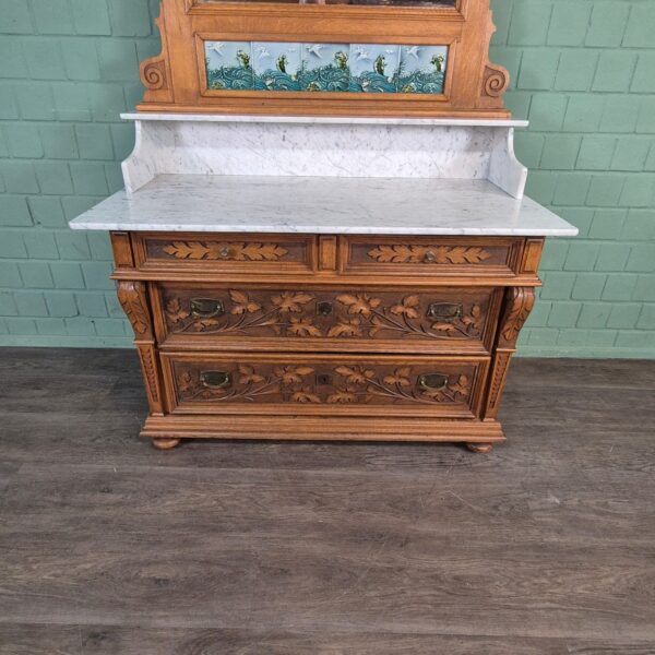 Waschkommode Waschtisch Jugendstil 1910 Eiche – Bild 11