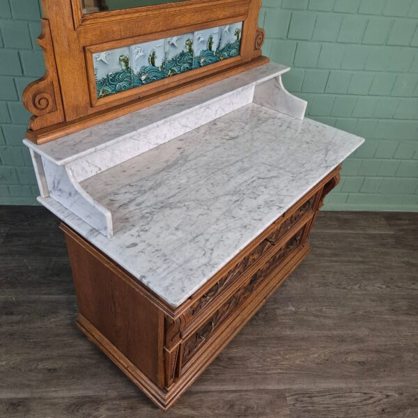 Waschkommode Waschtisch Jugendstil 1910 Eiche – Bild 9
