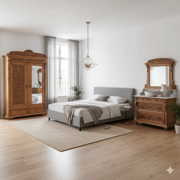Schrank Kleiderschrank Jugendstil 1910 Eiche – Bild 3