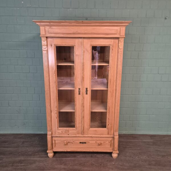 Vitrine Bücherschrank Jugendstil 1900 Kiefer – Bild 3