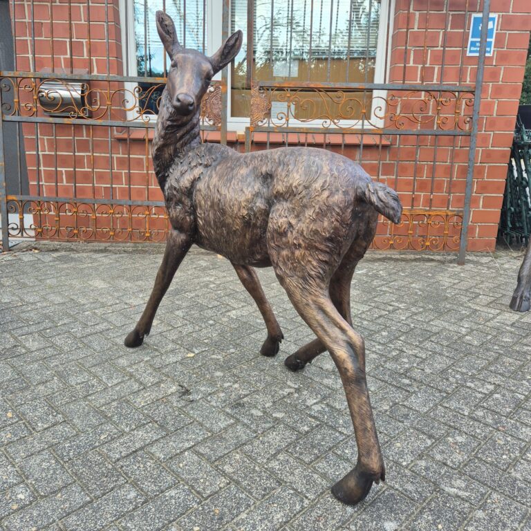 Skulptur Dekoration Reh Kitz Bronze 1,44 m – Bild 4