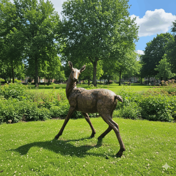 Skulptur Dekoration Reh Kitz Bronze 1,44 m – Bild 2
