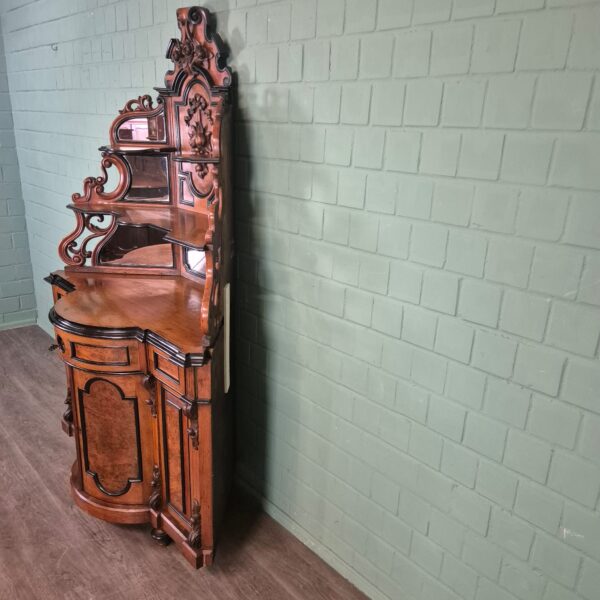 Eckschrank Eckbuffet Gründerzeit 1880 Nussbaum – Bild 5