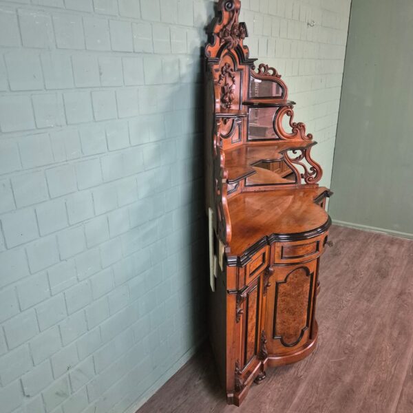 Eckschrank Eckbuffet Gründerzeit 1880 Nussbaum – Bild 3