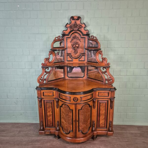 Eckschrank Eckbuffet Gründerzeit 1880 Nussbaum