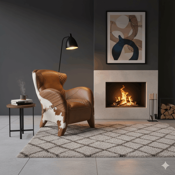 Designer Sessel Rindsleder Kuhfell – Bild 2
