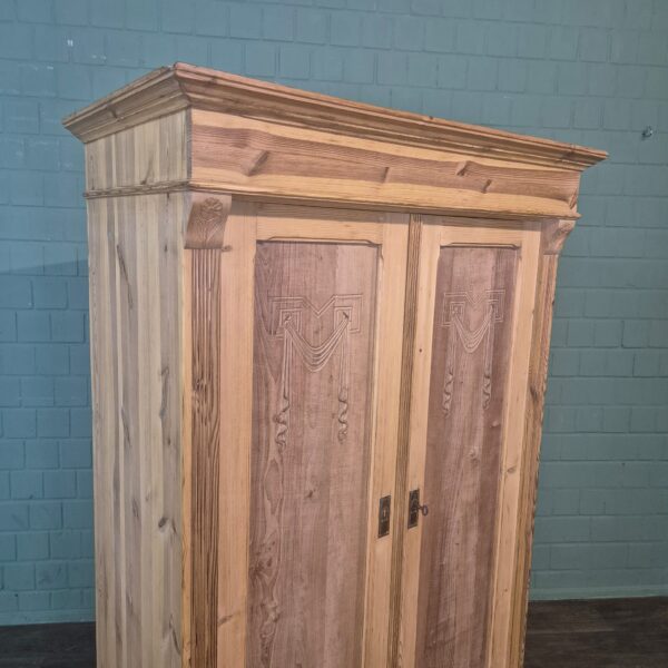Schrank Kleiderschrank Jugendstil 1900 Kiefer – Bild 5