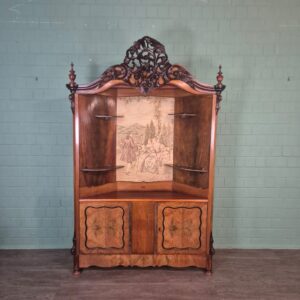 Eckschrank Biedermeier 1860 Nussbaum