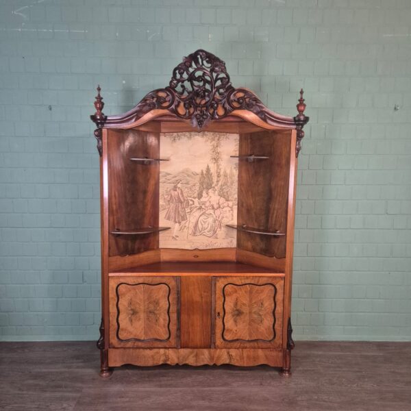 Eckschrank Biedermeier 1860 Nussbaum