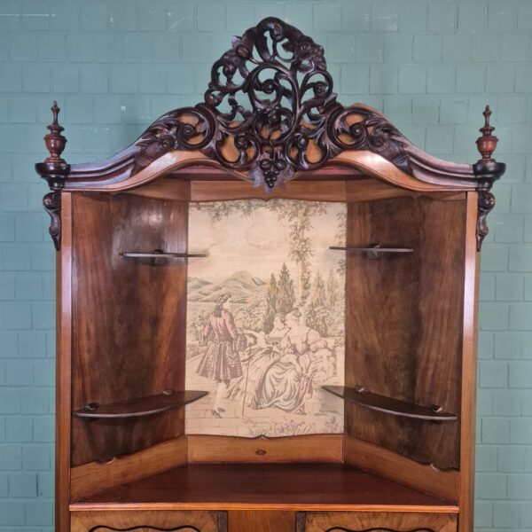 Eckschrank Biedermeier 1860 Nussbaum – Bild 7