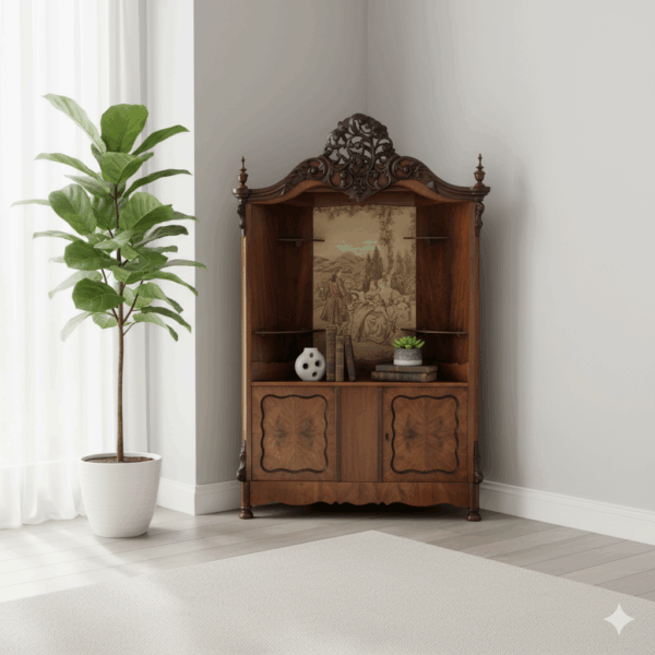 Eckschrank Biedermeier 1860 Nussbaum – Bild 2