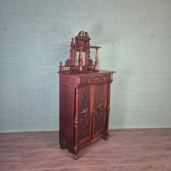 Vertiko mit Aufsatz Gründerzeit 1880 Nussbaum – Bild 4