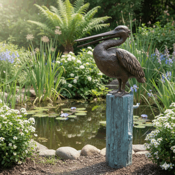Skulptur Dekoration Pelikan Bronze 0,96 m – Bild 2