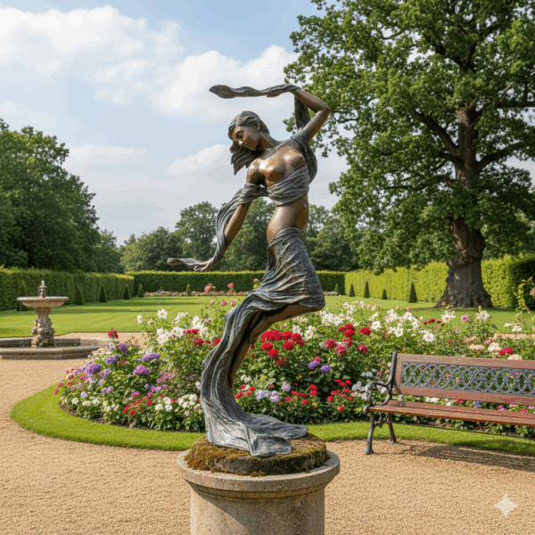 Skulptur Dekoration Nymphe Bronze 1,90 m – Bild 2
