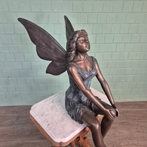 Skulptur Dekoration Waldfee Elfe Bronze 1,10 m – Bild 6