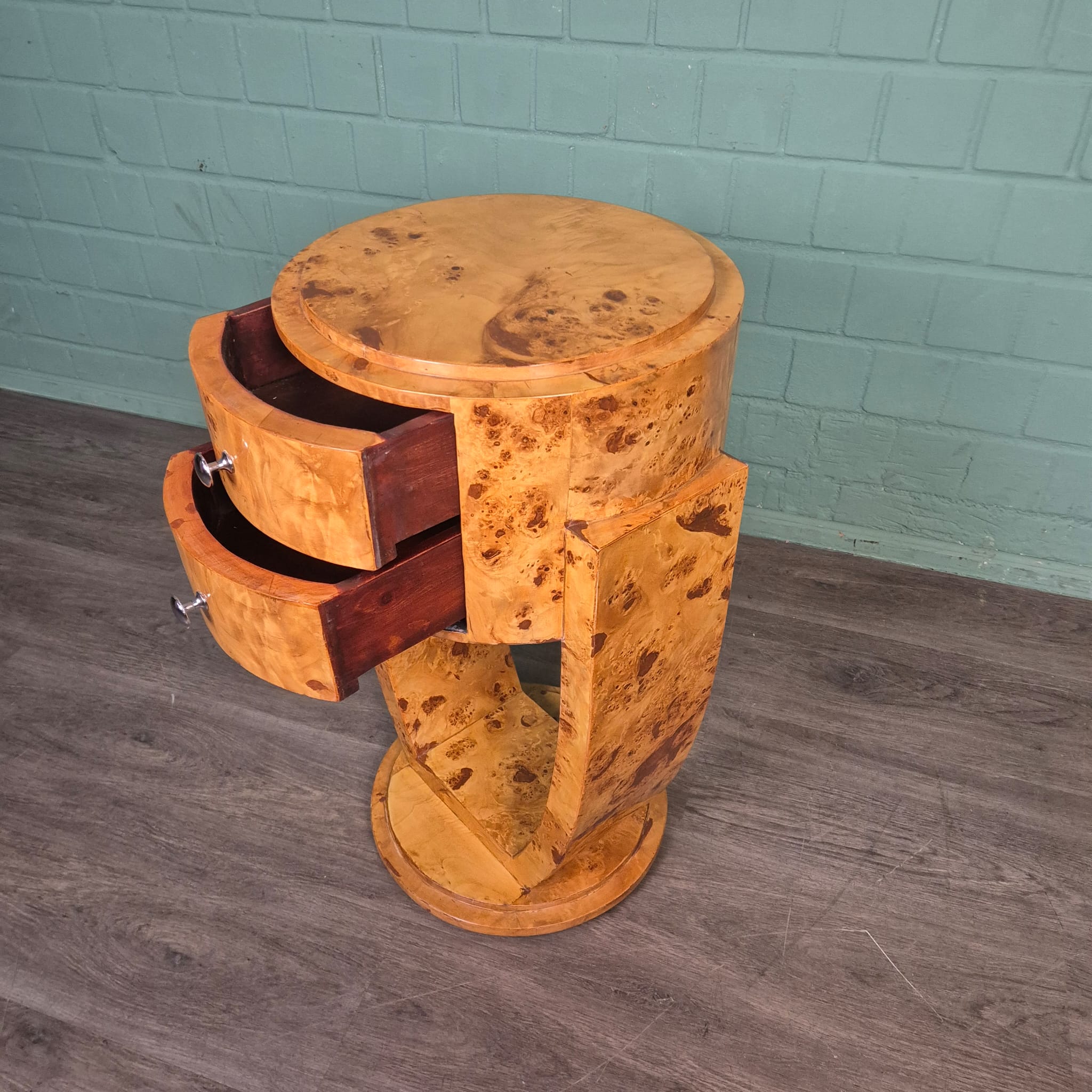 Art-Déco Nachttisch-Set Nussbaum Ø 0,41 m – Bild 11