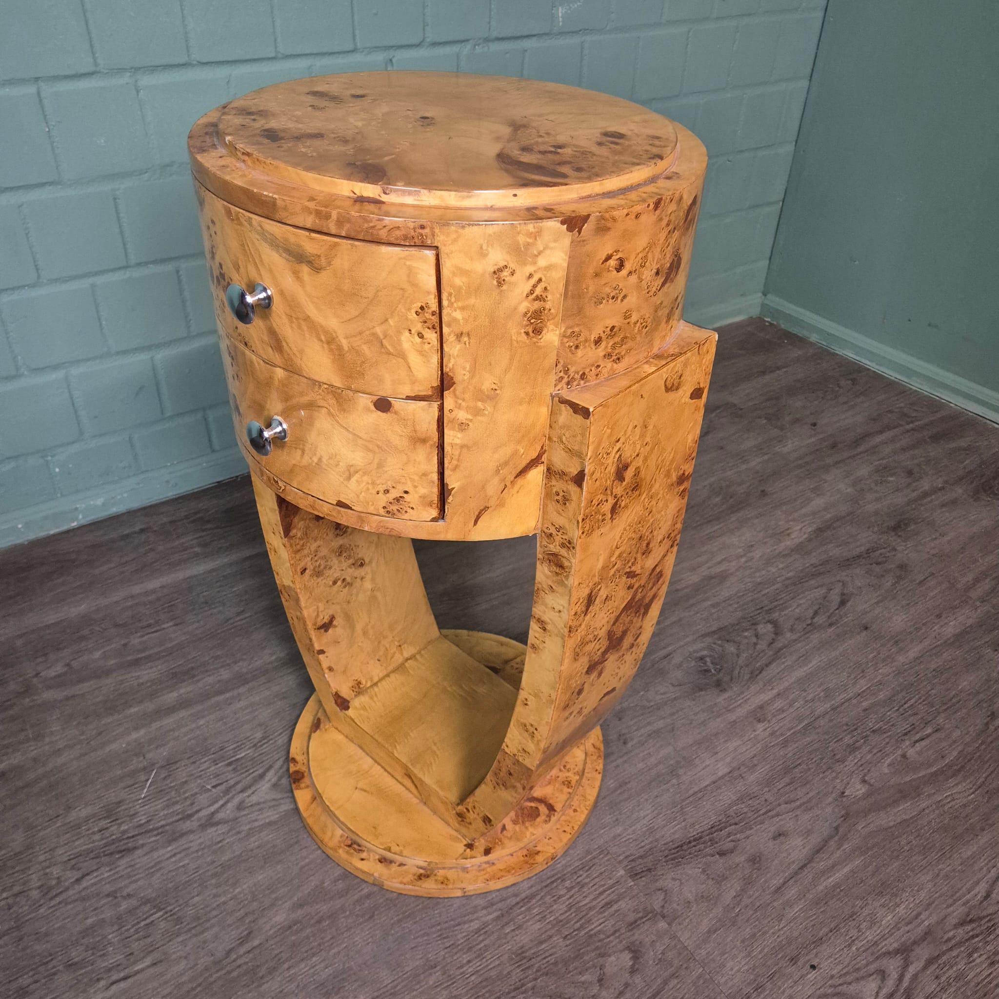 Art-Déco Nachttisch-Set Nussbaum Ø 0,41 m – Bild 5