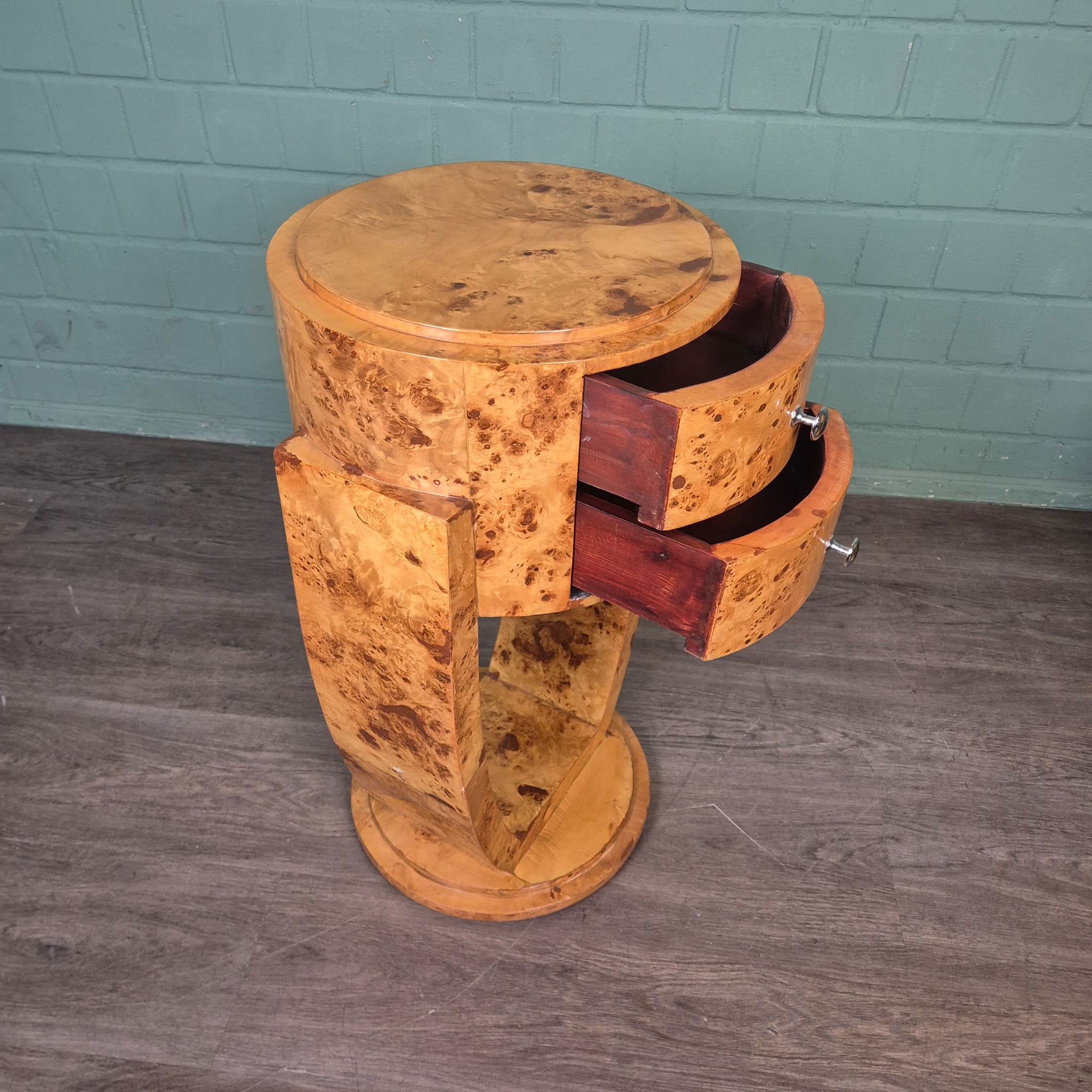 Art-Déco Nachttisch-Set Nussbaum Ø 0,41 m – Bild 10