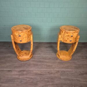 Art-Déco Nachttisch-Set Nussbaum Ø 0,41 m