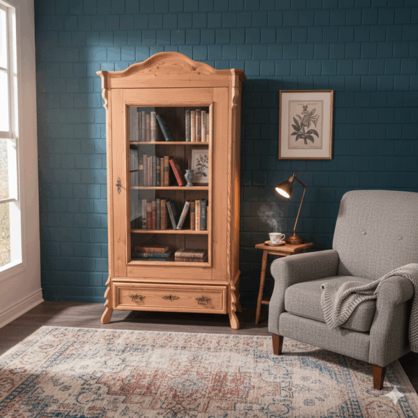 Vitrine Bücherschrank Louis Philippe 1860 Kiefer – Bild 2