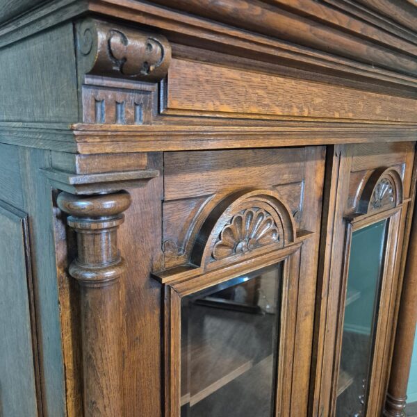 Vitrine Geschirrschrank Gründerzeit 1880 Eiche – Bild 8