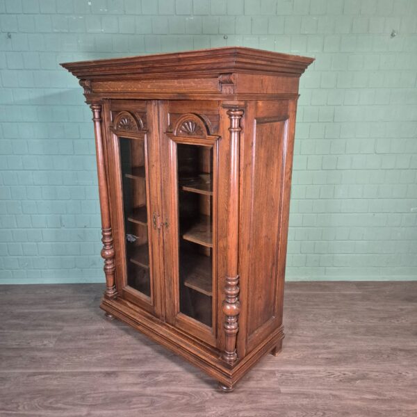 Vitrine Geschirrschrank Gründerzeit 1880 Eiche – Bild 4