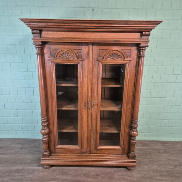 Vitrine Geschirrschrank Gründerzeit 1880 Eiche – Bild 3