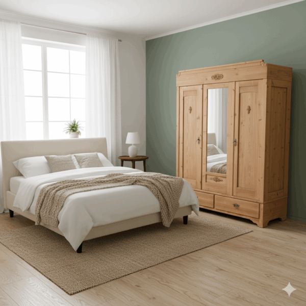 Schrank Kleiderschrank Jugendstil 1900 Kiefer – Bild 2