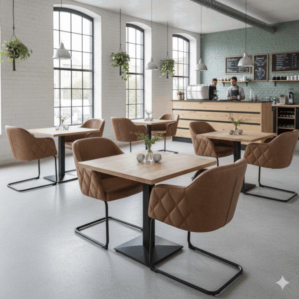 Cafétisch Restauranttisch Mangoholz Stahl 0,80 m – Bild 2