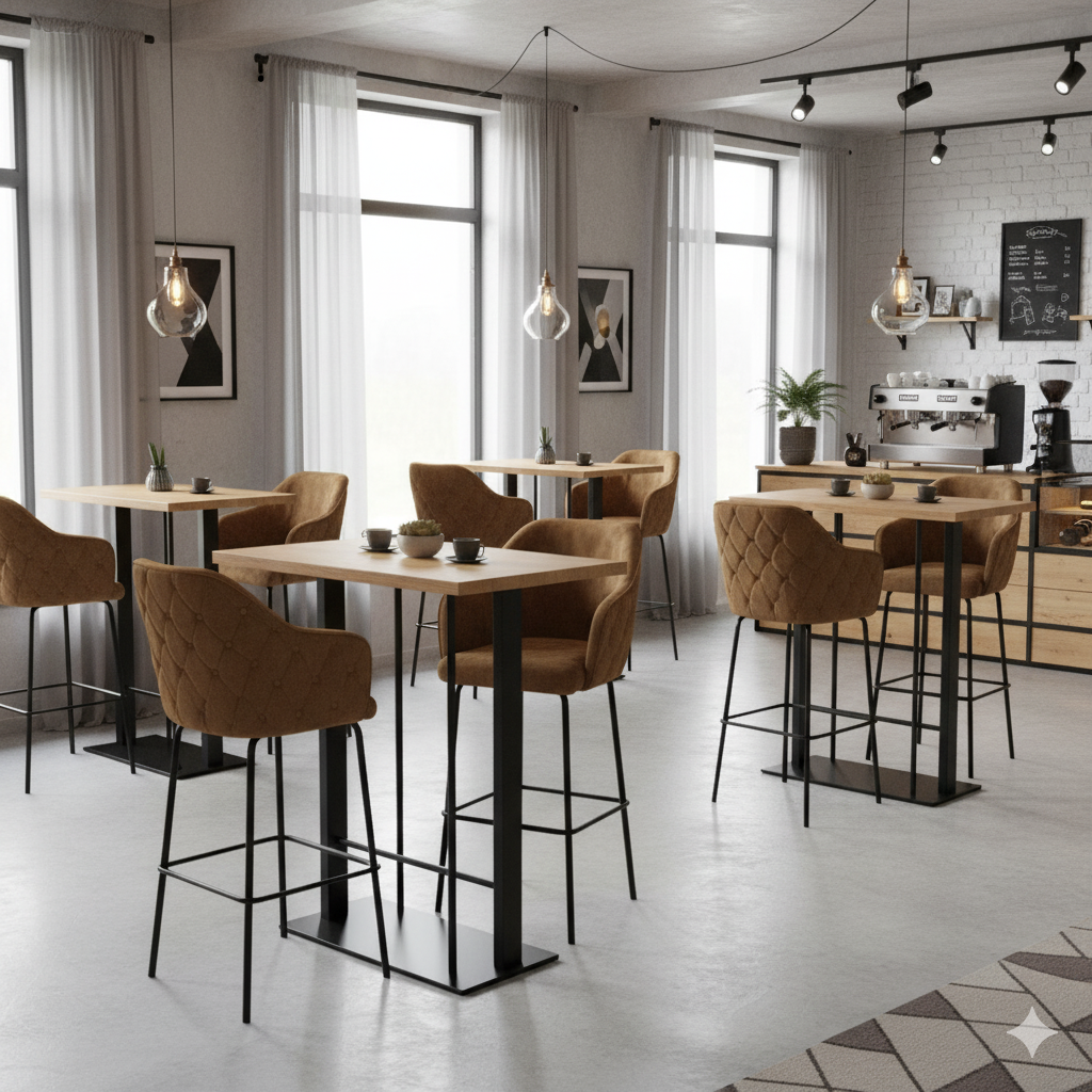 Stehtisch Bartisch Mangoholz Stahl 1,20 m  x 0,70 m – Bild 2