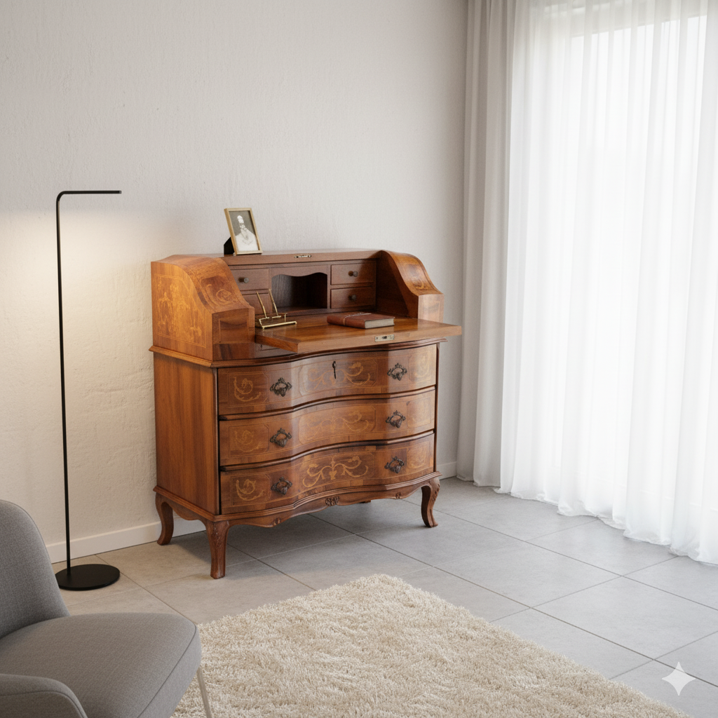 Schreibtisch Damensekretär Nussbaum 0,87 m – Bild 2