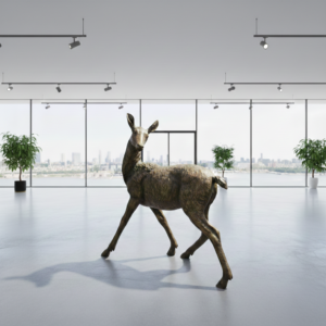 Skulptur Dekoration Reh Kitz Bronze 1,44 m