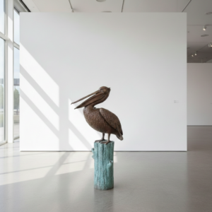 Skulptur Dekoration Pelikan Bronze 0,96 m