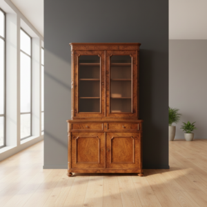 Buffetschrank Vitrine Biedermeier 1860 Nussbaum