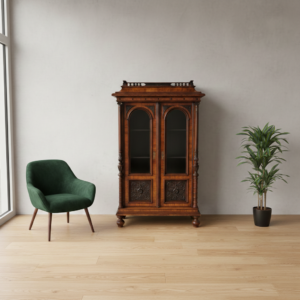 Geschirrschrank Vitrine Gründerzeit 1880 Nussbaum