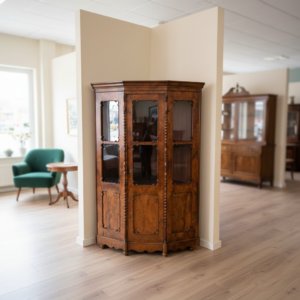 Eckschrank Eckvitrine Biedermeier 1850 Nussbaum
