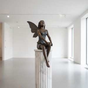 Skulptur Dekoration Waldfee Elfe Bronze 1,10 m