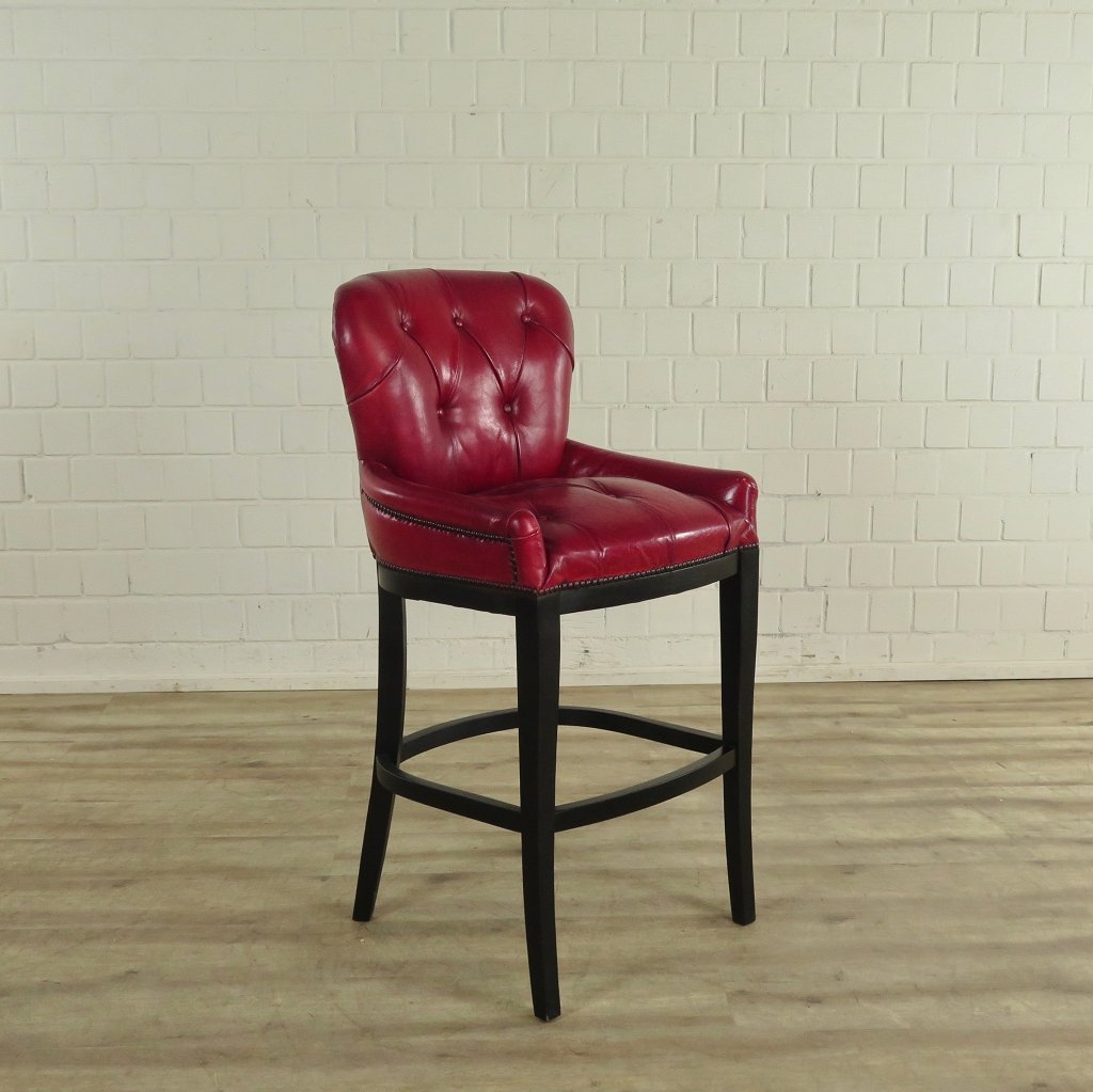 Chesterfield Barhocker Barsessel Leder Rot – Bild 5